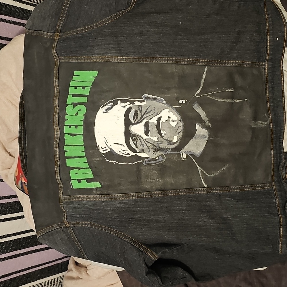 Hand Painted Denim Jacket Size L